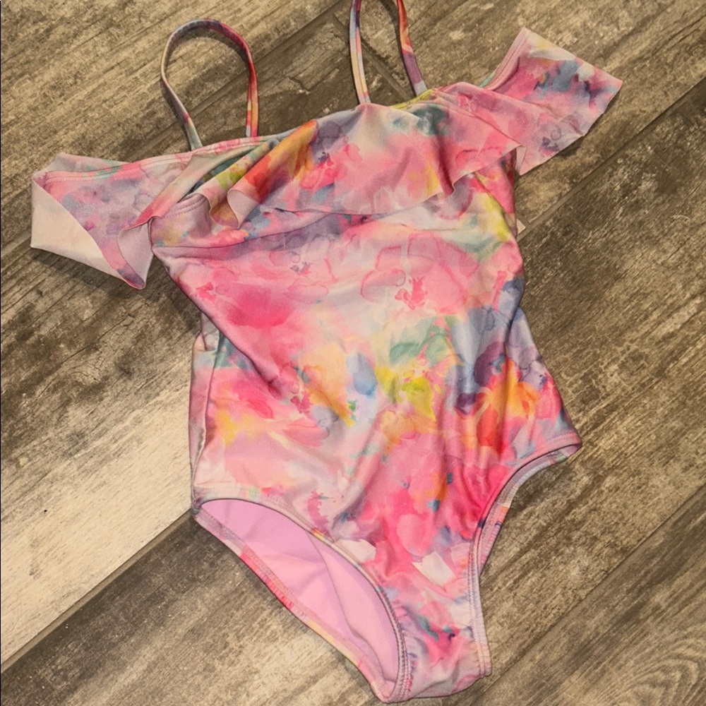 Cat & Jack Girls One-Piece Swimsuit - Pink Purple Multi